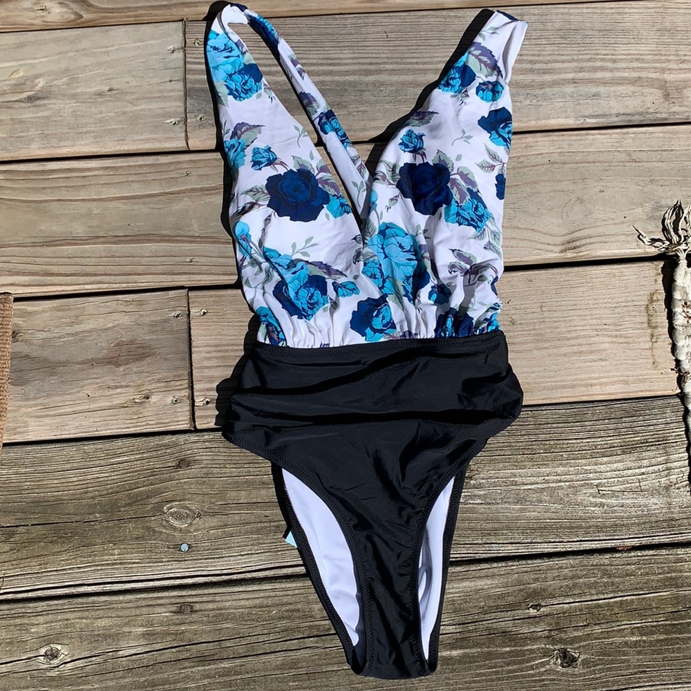 Blue, white, and black Cupshe One Piece